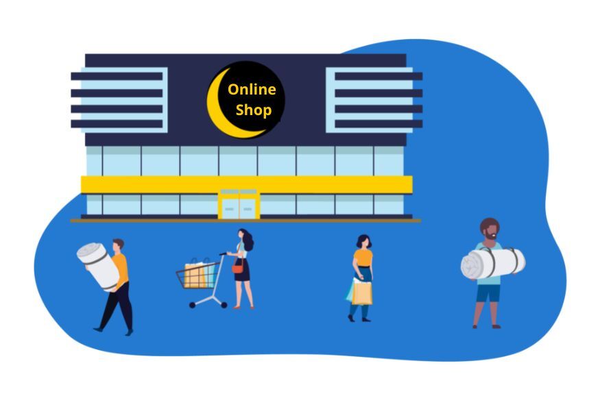 Man sieht ein Geschäft. 